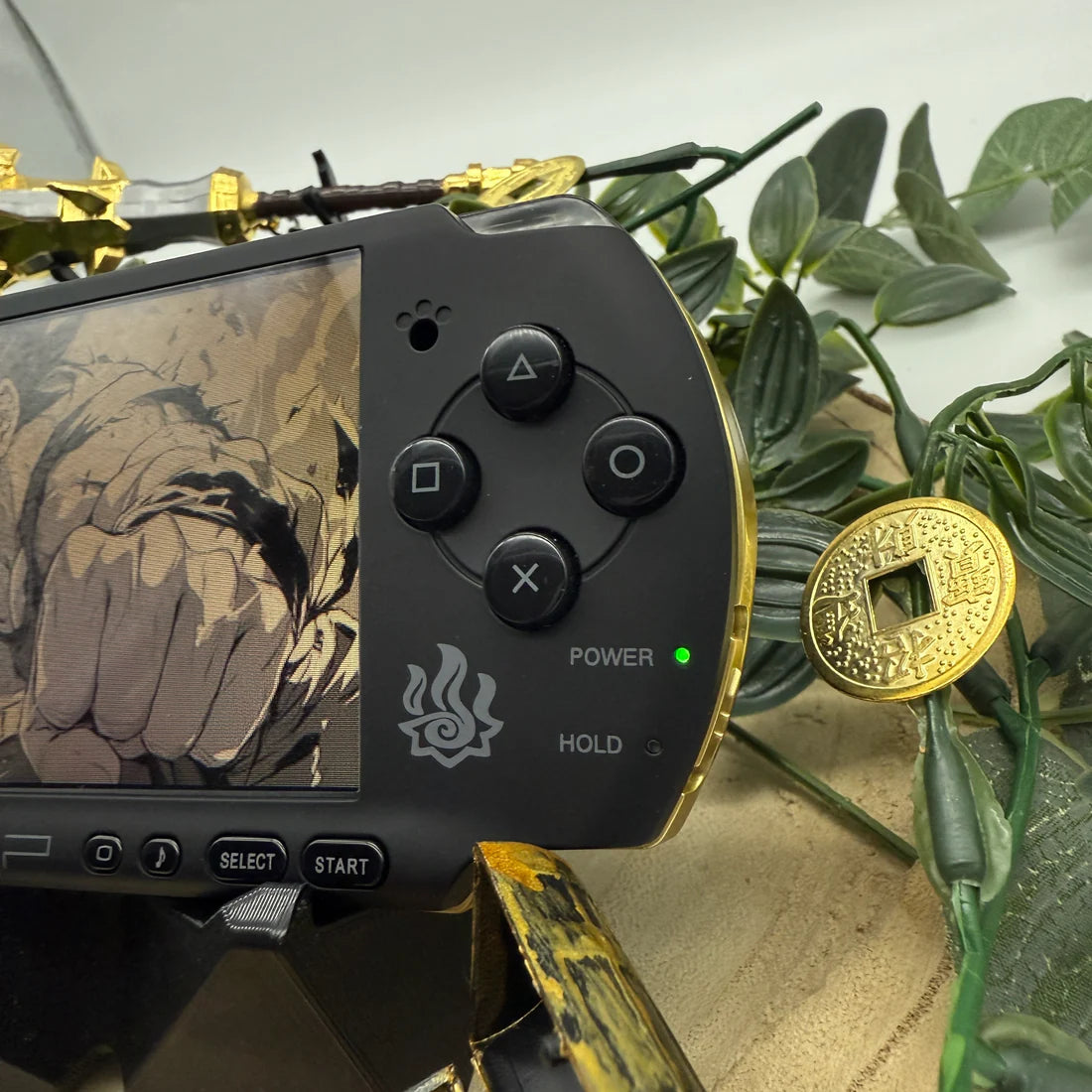 Black Gold Custom PSP Console Bundle: Includes Battery, Storage